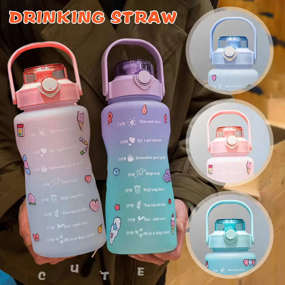 1.5/2L Water Bottle Large-capacity Drinking Bottle with Straw Gradient Frosted Water Cup Outdoor Sports Student Couple Cup
1.5/2L Water Bottle Large-capacity Drinking Bottle with Straw Gradient Frosted Water Cup Outdoor Sports Student Couple Cup