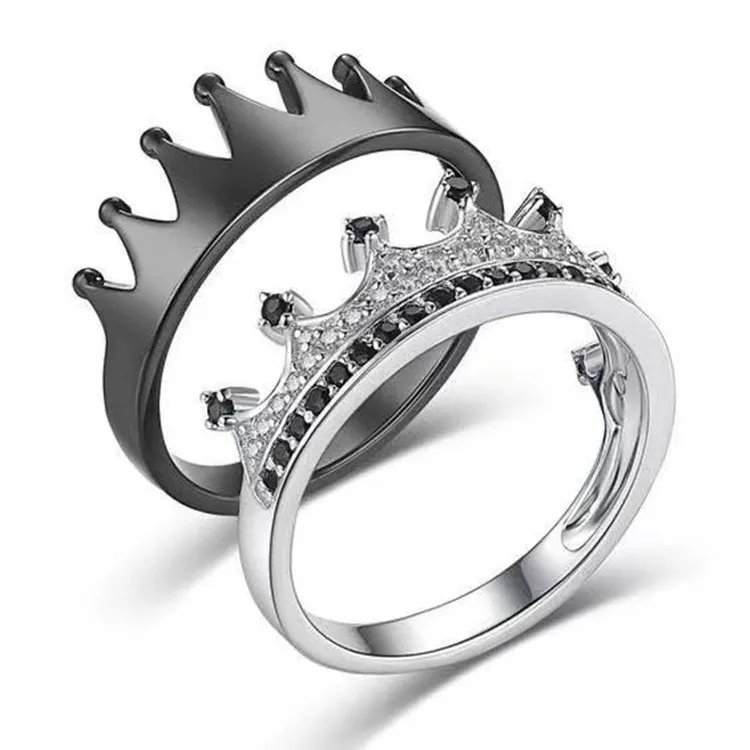 Two-color Diamond Crown Exquisite Set Silver Black Ring New Fashion Temperament Two-piece Diamond Couple Wedding Ring
Two-color Diamond Crown Exquisite Set Silver Black Ring New Fashion Temperament Two-piece Diamond Couple Wedding Ring