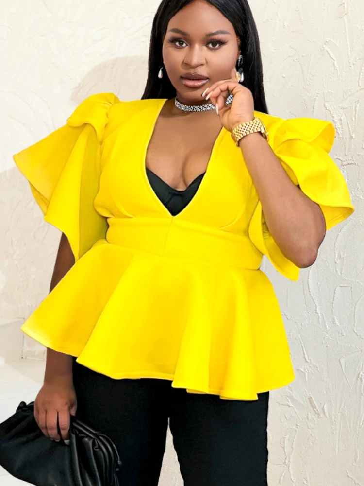 Женская блузка с оборками и глубоким V-образным вырезом, большого размера
Женская блузка с оборками и глубоким V-образным вырезом, большого размера