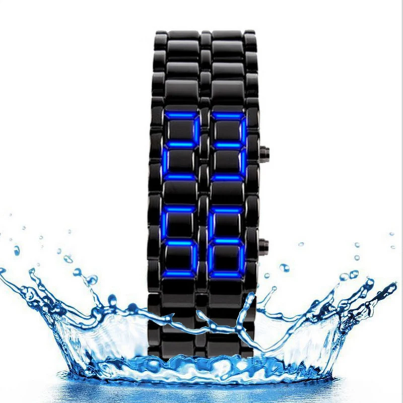Fashion Black Metal Digital Lava Wrist Watch Red/Blue LED Display Men Watches Gift for Male Boy Women Sport Creative Clock Reloj
Fashion Black Metal Digital Lava Wrist Watch Red/Blue LED Display Men Watches Gift for Male Boy Women Sport Creative Clock Reloj
