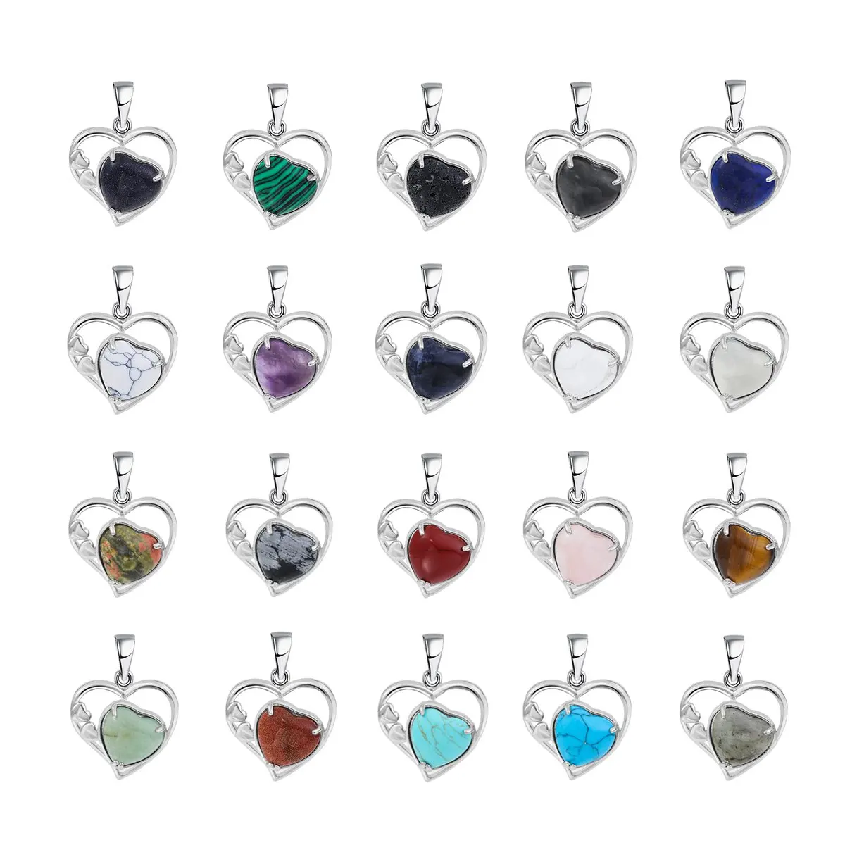 

JOYA GIFT Love Heart Birthstone Pendant for DIY Making Jewelry Necklace Forever Gemstone Jewelry Valentine's Day Anniversary
