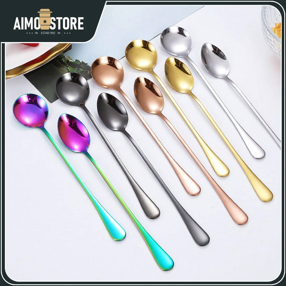 5pcs colorful Dessert Spoon Titanium Plated Ice Tip Rice Spoon Long Handle Stirring Spoon 304 Environmentally Friendly Tableware
5pcs colorful Dessert Spoon Titanium Plated Ice Tip Rice Spoon Long Handle Stirring Spoon 304 Environmentally Friendly Tableware
