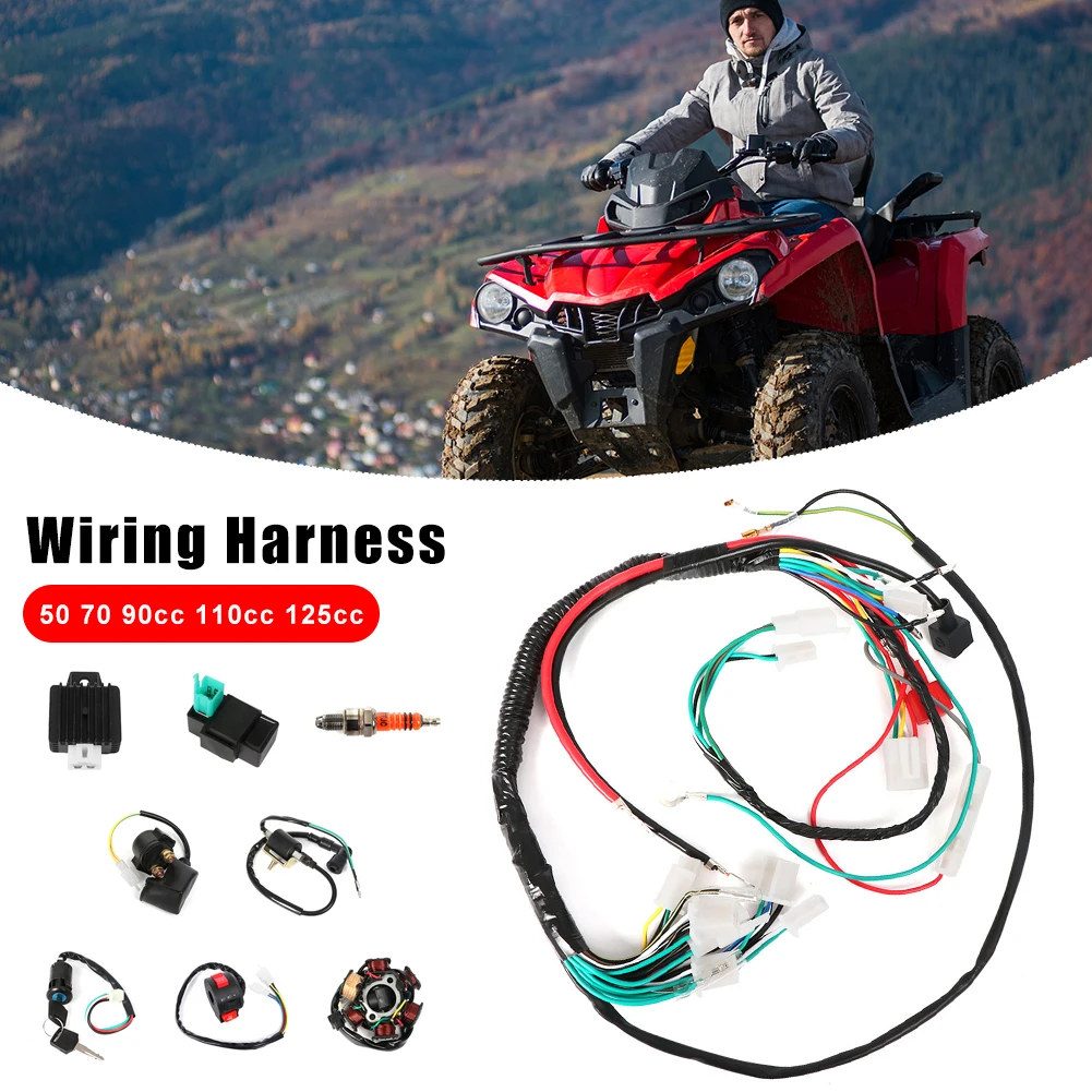 

Quad Wire Harness CDI Kit Wiring Harness for 50cc 70cc 90cc 110cc 125cc ATV Quad Pit Dirt Bike Buggy Go Kart