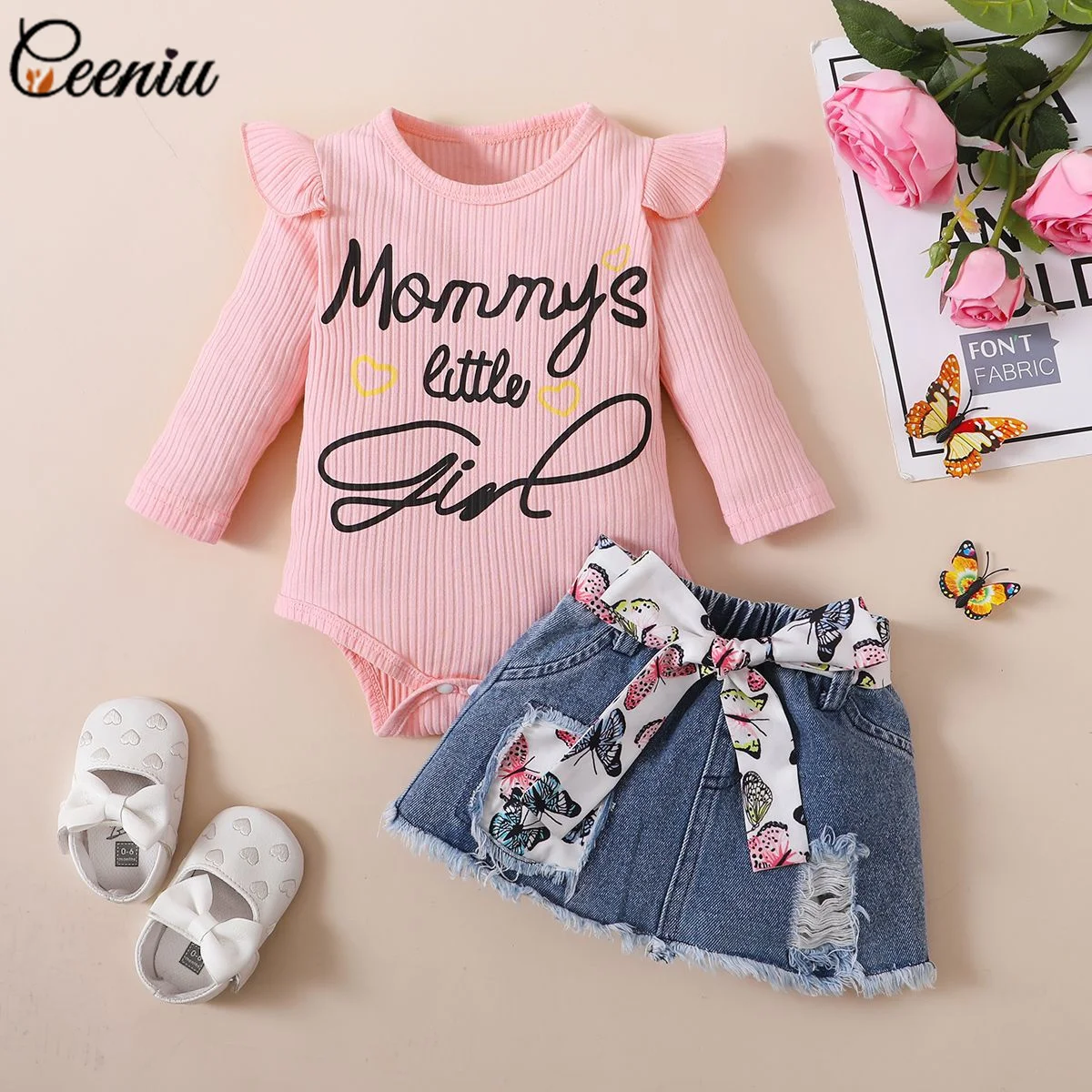 Ceeniu 0-18M Baby Jeans Sets For Girls Letter Mommy Little Girl Romper+Belted Ripped Denim Skirts Newborn Baby Clothes Girl 
Ceeniu 0-18M Baby Jeans Sets For Girls Letter Mommy Little Girl Romper+Belted Ripped Denim Skirts Newborn Baby Clothes Girl