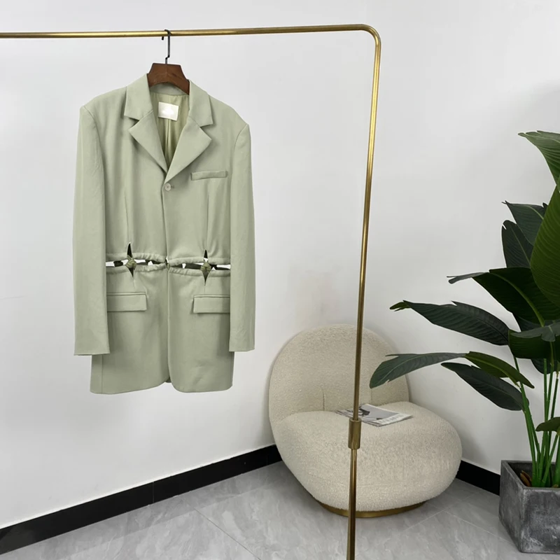 Wasit Cut off Tailored Coat 2022 Spring Autumn Women Fashion Solid Black Green Ivory Top Quality Strawing String Design Jacket
Wasit Cut off Tailored Coat 2022 Spring Autumn Women Fashion Solid Black Green Ivory Top Quality Strawing String Design Jacket