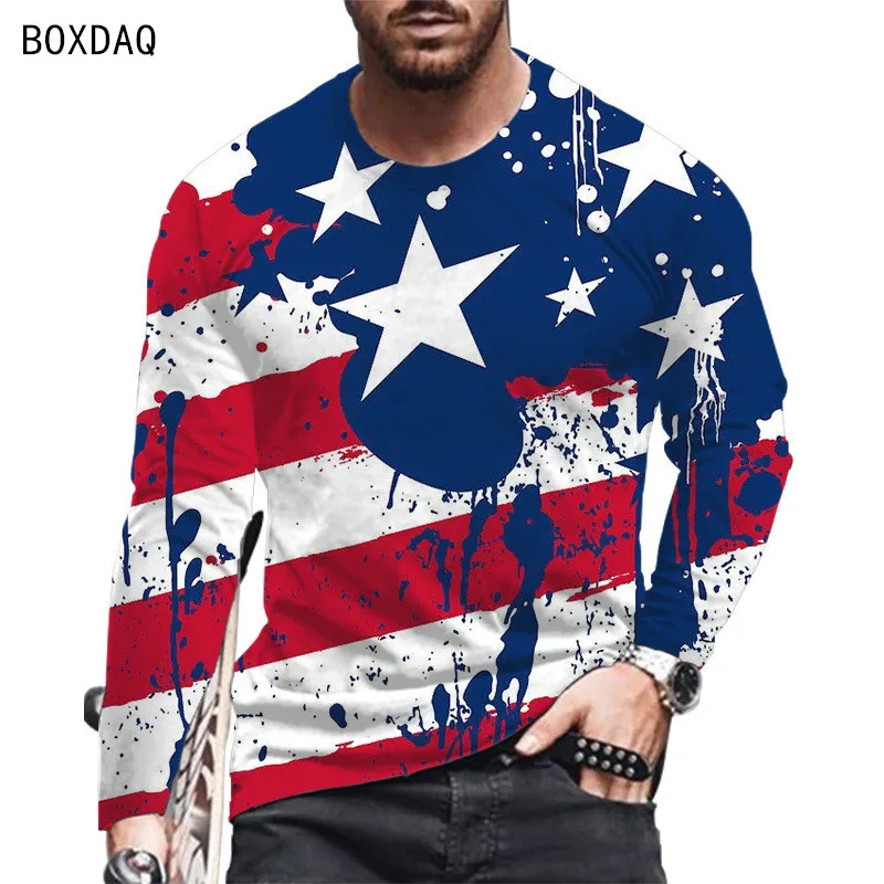 Men's Hot-Selling T-shirts 3D US Flag Eagle Print T-shirt Casual Long Sleeve O-Neck Cotton TShirt Autumn New 2022 All-match Tops
Men's Hot-Selling T-shirts 3D US Flag Eagle Print T-shirt Casual Long Sleeve O-Neck Cotton TShirt Autumn New 2022 All-match Tops