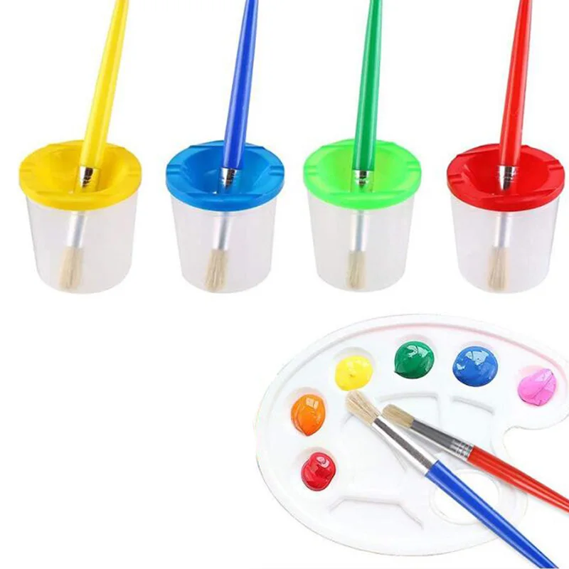 9 Pcs No Spill Paint Cups Set with Paint Brushes and Paint Tray Palette, Paint Cups with for Kids Art Painting
9 Pcs No Spill Paint Cups Set with Paint Brushes and Paint Tray Palette, Paint Cups with for Kids Art Painting