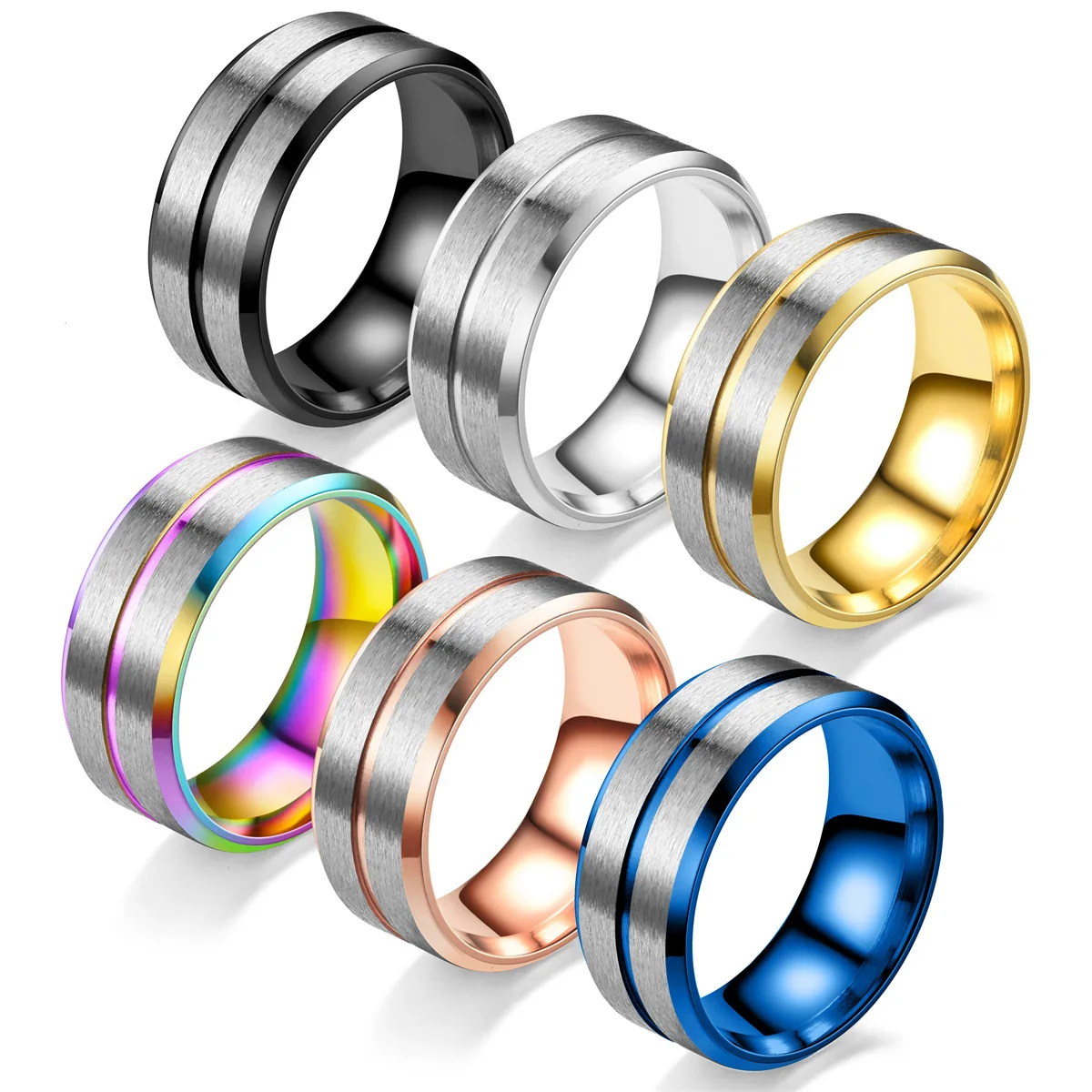 Fashion 8mm Men Stainless Steel Rings Gold Color Rainbow Groove Beveled Edge Wedding Engagement Ring For Men Anniversary Jewelry
Fashion 8mm Men Stainless Steel Rings Gold Color Rainbow Groove Beveled Edge Wedding Engagement Ring For Men Anniversary Jewelry