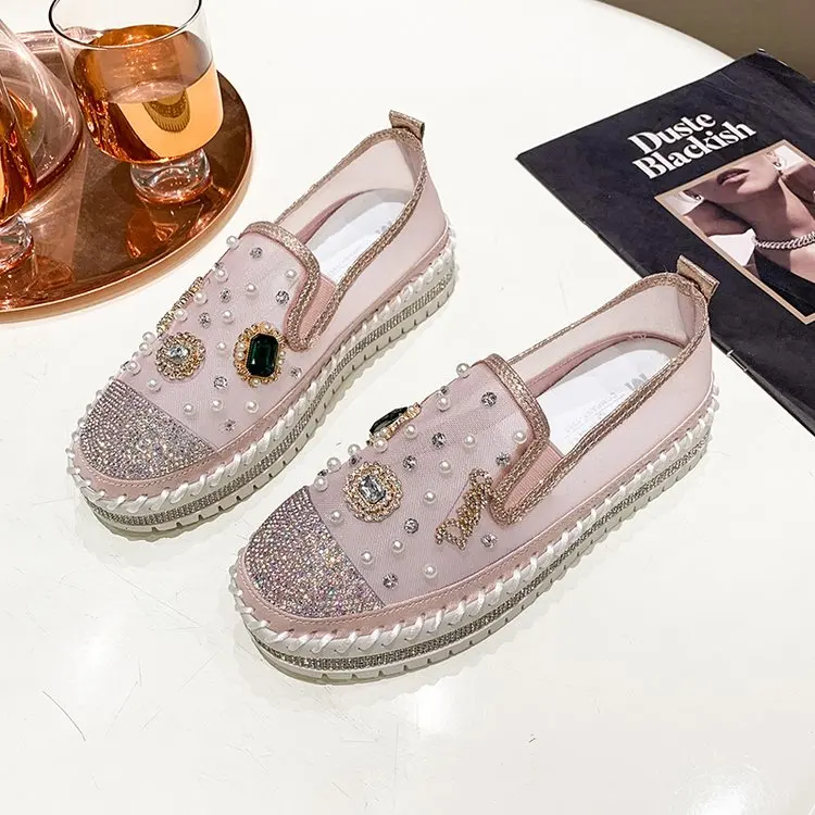 Summer Shoes Women Flats Platform Luxury Bling knot Air Mesh Cool Loafers Couple Crystals Stitched Chunky Sole
Summer Shoes Women Flats Platform Luxury Bling knot Air Mesh Cool Loafers Couple Crystals Stitched Chunky Sole