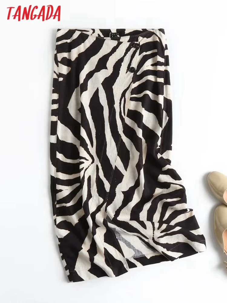 Tangada 2022 New Women Zebra Linen Midi Skirt Vintage Button Ladies Chic Mid Calf Skirts 4C205
Tangada 2022 New Women Zebra Linen Midi Skirt Vintage Button Ladies Chic Mid Calf Skirts 4C205