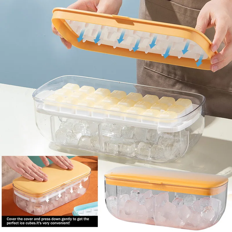 New Press Type Ice Cube Maker Silicone Ice Tray Making Mold Ice Storage Box With Lid Bar Kitchen Square Ice Container Set
New Press Type Ice Cube Maker Silicone Ice Tray Making Mold Ice Storage Box With Lid Bar Kitchen Square Ice Container Set