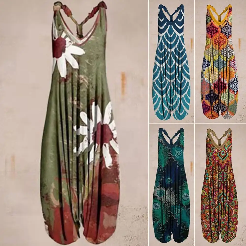 Women Boho Loose Jumpsuit Overalls Vintage Pattern Print Casual Summer V Neck Backless Sling Harem Romper Jumpsuit Streetwear
Women Boho Loose Jumpsuit Overalls Vintage Pattern Print Casual Summer V Neck Backless Sling Harem Romper Jumpsuit Streetwear