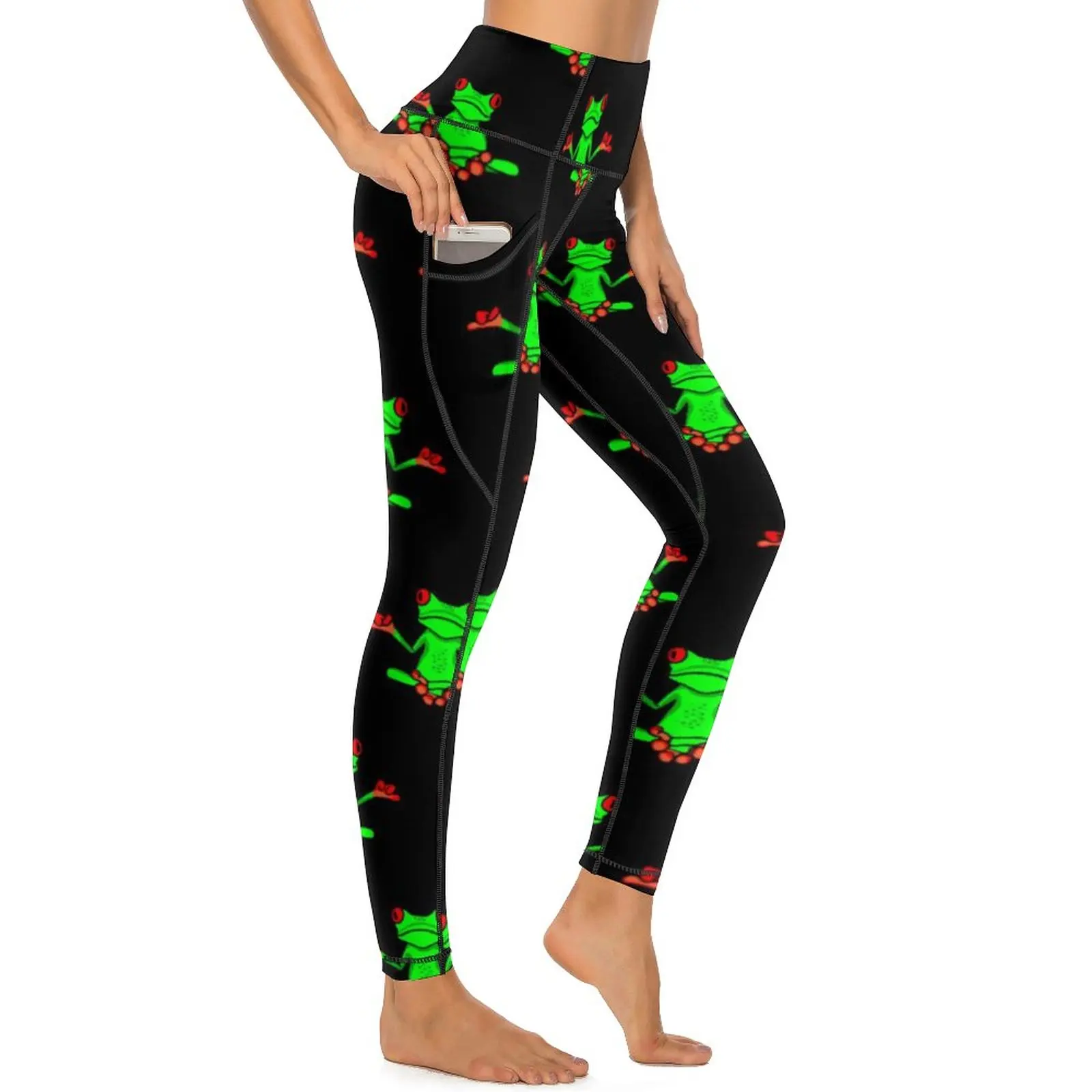 

Zen Tree Frog Leggings Funny Animal Print Workout Gym Yoga Pants Women High Waist Cute Leggins Sexy Stretch Custom Sports Tights