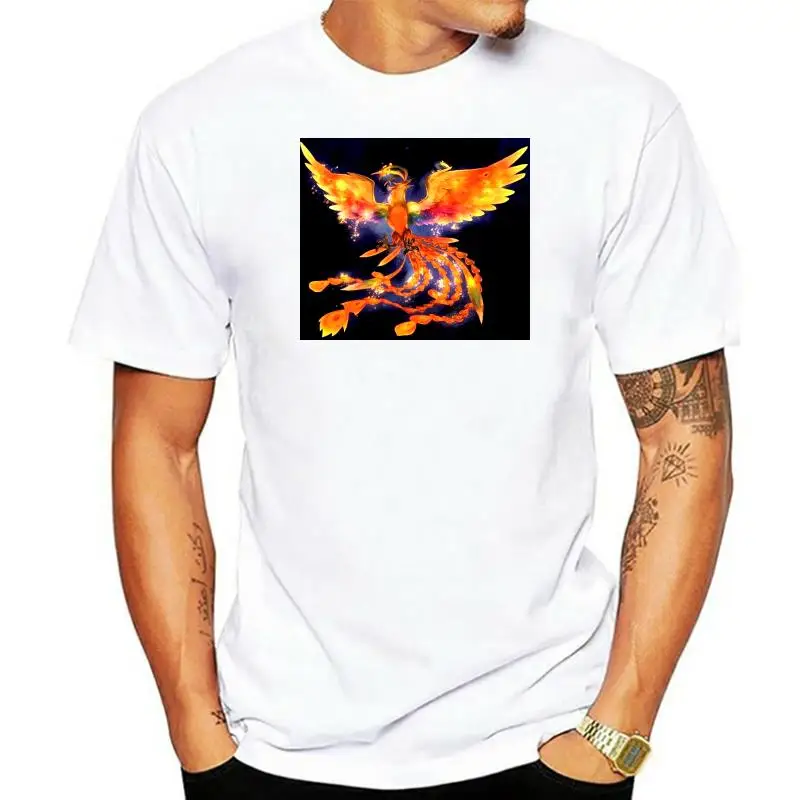

Camisetas 100% de algodón con estampado de Fénix para hombre, camisas informales de cuello redondo, Camiseta básica de manga cor