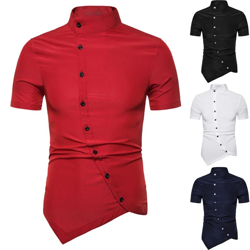 Men's Short-sleeve Casual Shirts Fashion Turtleneck Slim-fit Cotton Asymmetrical Shirt 2022 New Men Clothing Men Party Wear
Men's Short-sleeve Casual Shirts Fashion Turtleneck Slim-fit Cotton Asymmetrical Shirt 2022 New Men Clothing Men Party Wear