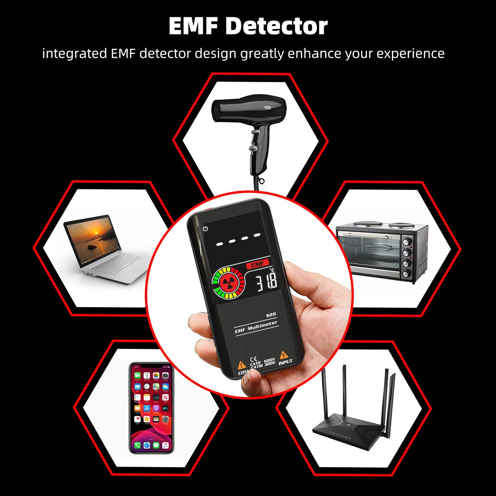 2 In 1 S20 3.5-inch LCD Digital Display Rechargeable Electromagnetic Radiation Detector Intelligent 9999 Counts EMF Multimeter
2 In 1 S20 3.5-inch LCD Digital Display Rechargeable Electromagnetic Radiation Detector Intelligent 9999 Counts EMF Multimeter