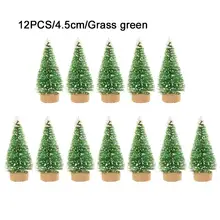 12 Piece Mini Christmas Tree Sisal Silk Cedar - Decoration Small Christmas Tree - Gold S Blue Green White Mini Tree