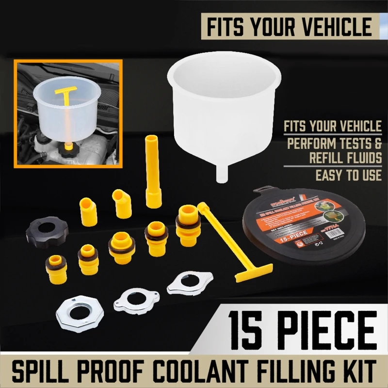 No-Spill Automotive Fluid Filling Funnel Kit, 15 Piece Professional Mechanic Tool Oil Funnel Adaptor Filling Set N0HF
No-Spill Automotive Fluid Filling Funnel Kit, 15 Piece Professional Mechanic Tool Oil Funnel Adaptor Filling Set N0HF
