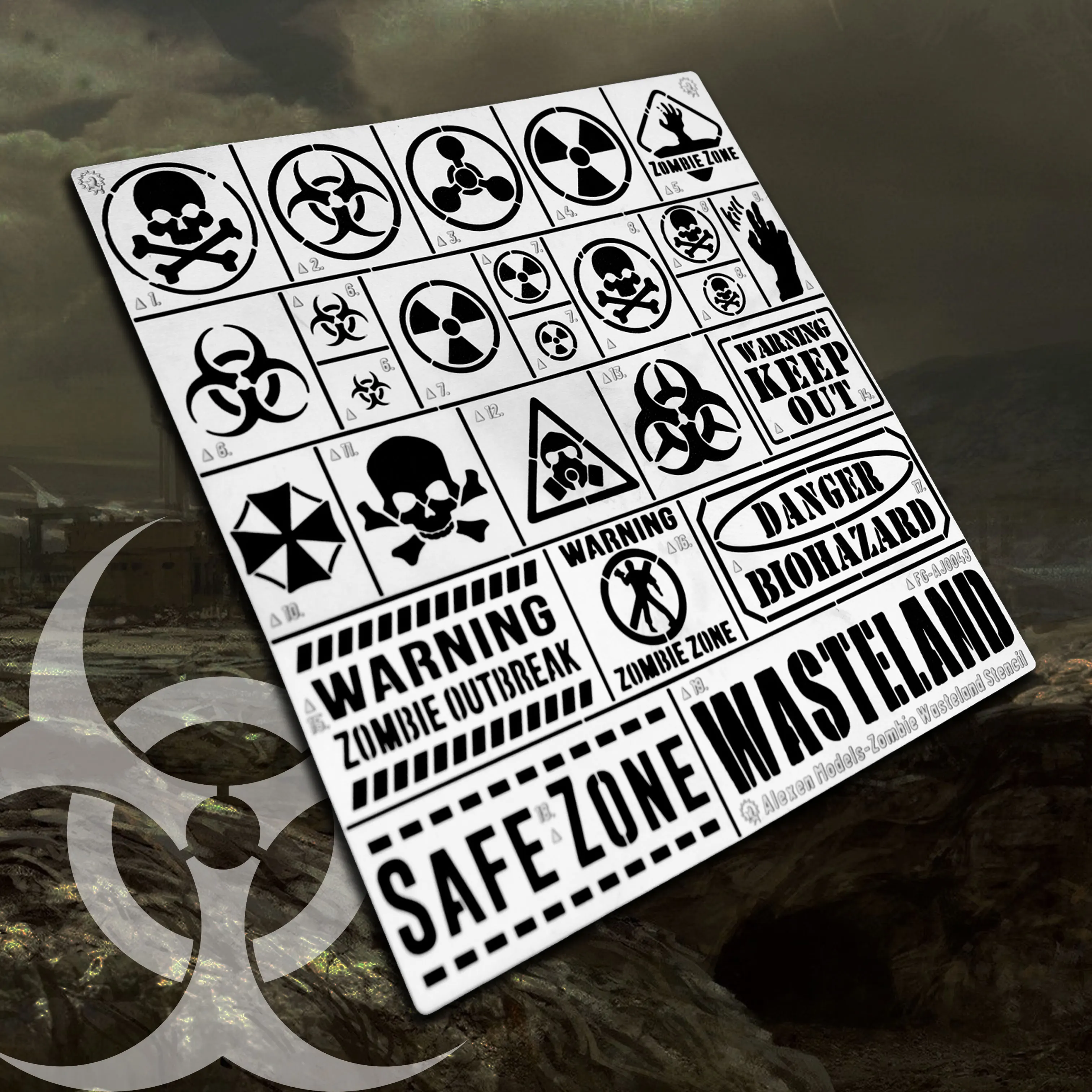 

Waste Earth Doomsday Biochemical Zombie Symbol 1/32 1/35 Tank Wall Leakage Spray Board For Model Making DIY Tools