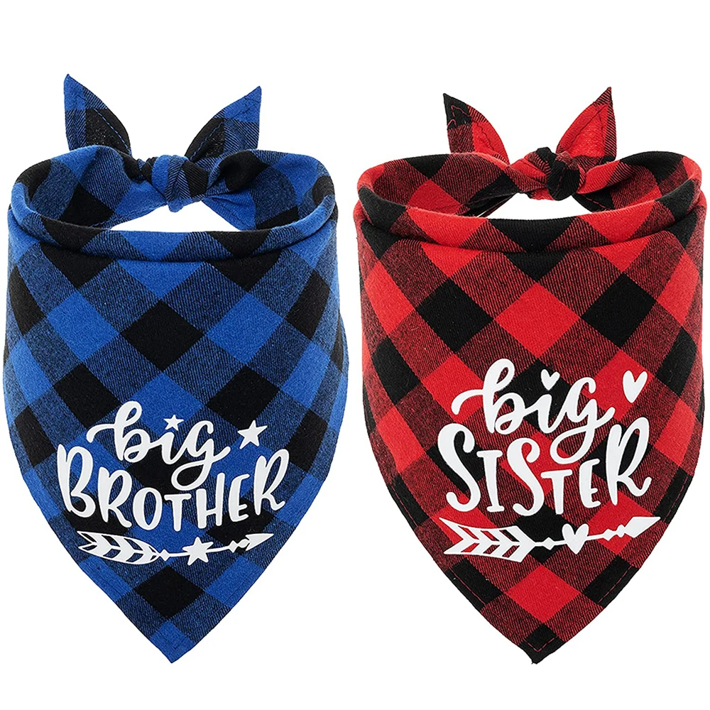 Dog Bandana Big Brother Big Sister - Girl Boy Plaid Cute Dog Bandanas for Small Medium Large Dog - Pregnancy Announcement Blue
Dog Bandana Big Brother Big Sister - Girl Boy Plaid Cute Dog Bandanas for Small Medium Large Dog - Pregnancy Announcement Blue