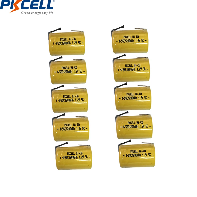 

Аккумуляторы PKCELL 4/5 SC 1,2 в NICD, 4/8/10 шт., с вкладками 4/5, 1200 мАч