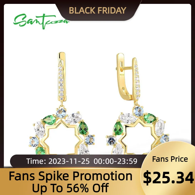 SANTUZZA Genuine 925 Sterling Silver Dangling Earrings For Women White CZ Green/Blue Spinel Circled Modern Fine Fashion Jewelry
SANTUZZA Genuine 925 Sterling Silver Dangling Earrings For Women White CZ Green/Blue Spinel Circled Modern Fine Fashion Jewelry