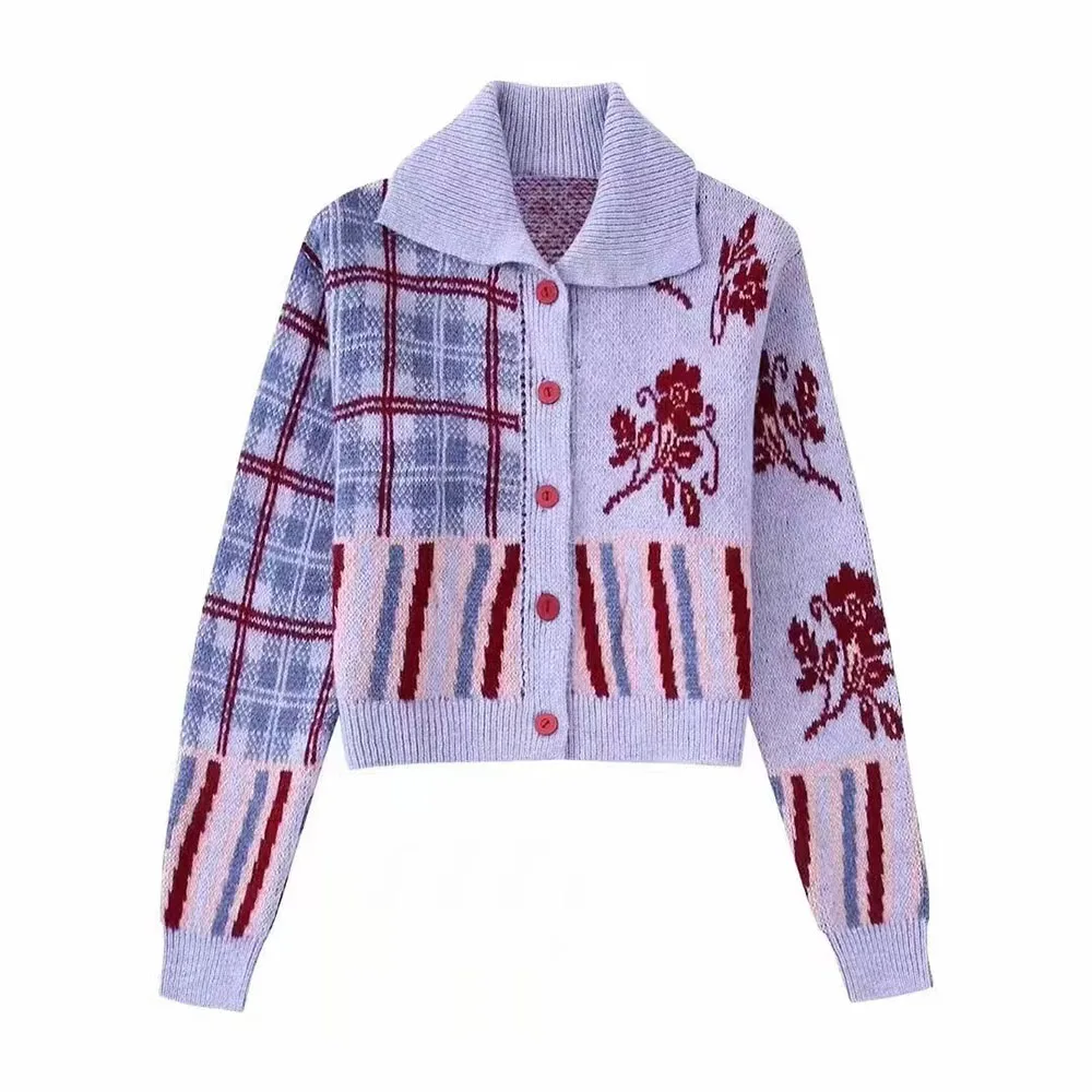2022 Autumn/Winter new women's European and American style lapel long sleeve front button closure retro jacquard knitted jacket
2022 Autumn/Winter new women's European and American style lapel long sleeve front button closure retro jacquard knitted jacket