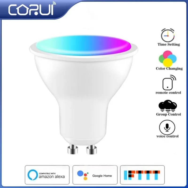 Умная лампа CORUI Tuya Wifi Zigbee, точечный светильник GU10 RGB + CCT 4/5 Вт, с регулируемой яркостью, с голосовым управлением, работает с Alexa Google Home