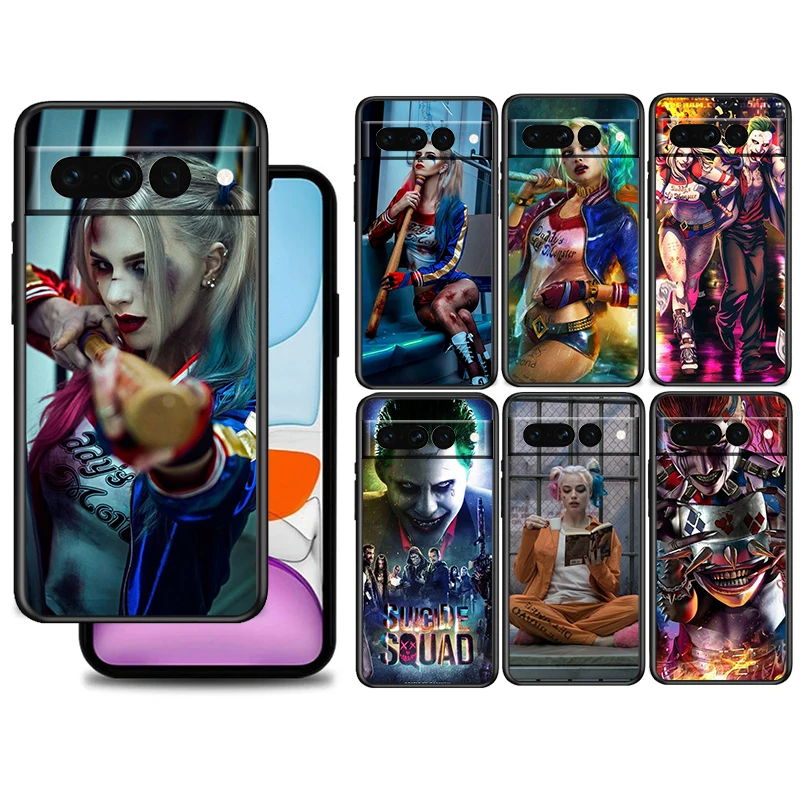 

Harley Quinn DC Couple For Google Pixel 7 6 6A 5 4 5A 4A XL Pro 5G Silicone Shockproof Soft TPU Black Phone Case Cover Fundas