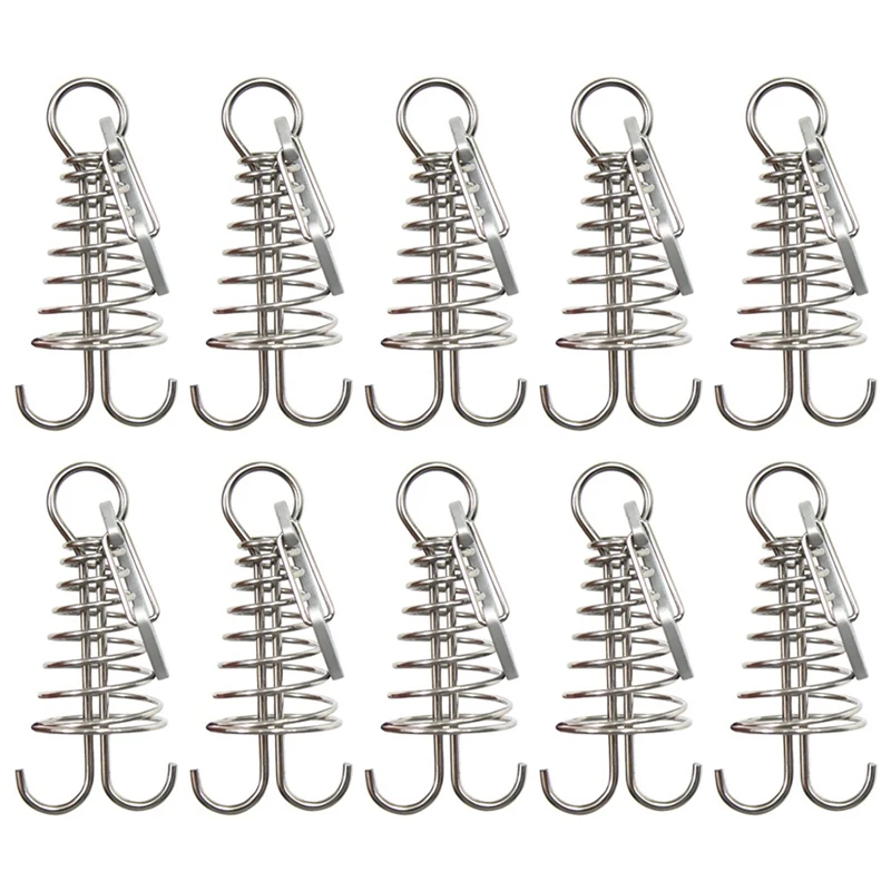 10Pcs Spiral Spring Windproof Canopy Tightening Buckle Spring Wood Floor Nails Telescopic Fixed Pegs With Silver Hooks
10Pcs Spiral Spring Windproof Canopy Tightening Buckle Spring Wood Floor Nails Telescopic Fixed Pegs With Silver Hooks