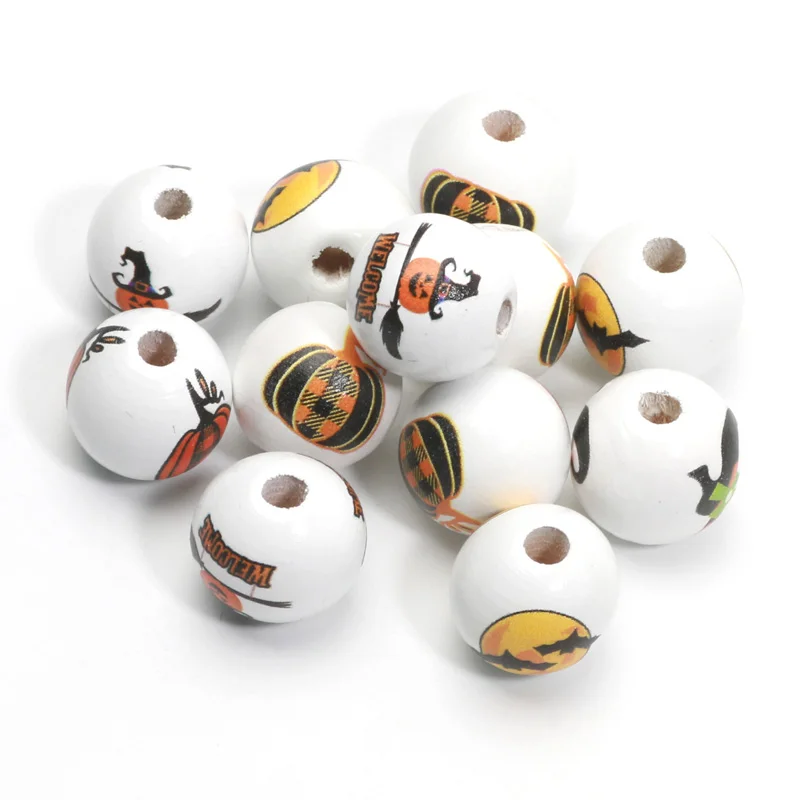 10pcs 15mm Charm Round Balls Wood Spacer Beads Halloween Pattern Wood Beads For Jewelry Making DIY Jewelry Handmade Accessories
10pcs 15mm Charm Round Balls Wood Spacer Beads Halloween Pattern Wood Beads For Jewelry Making DIY Jewelry Handmade Accessories
