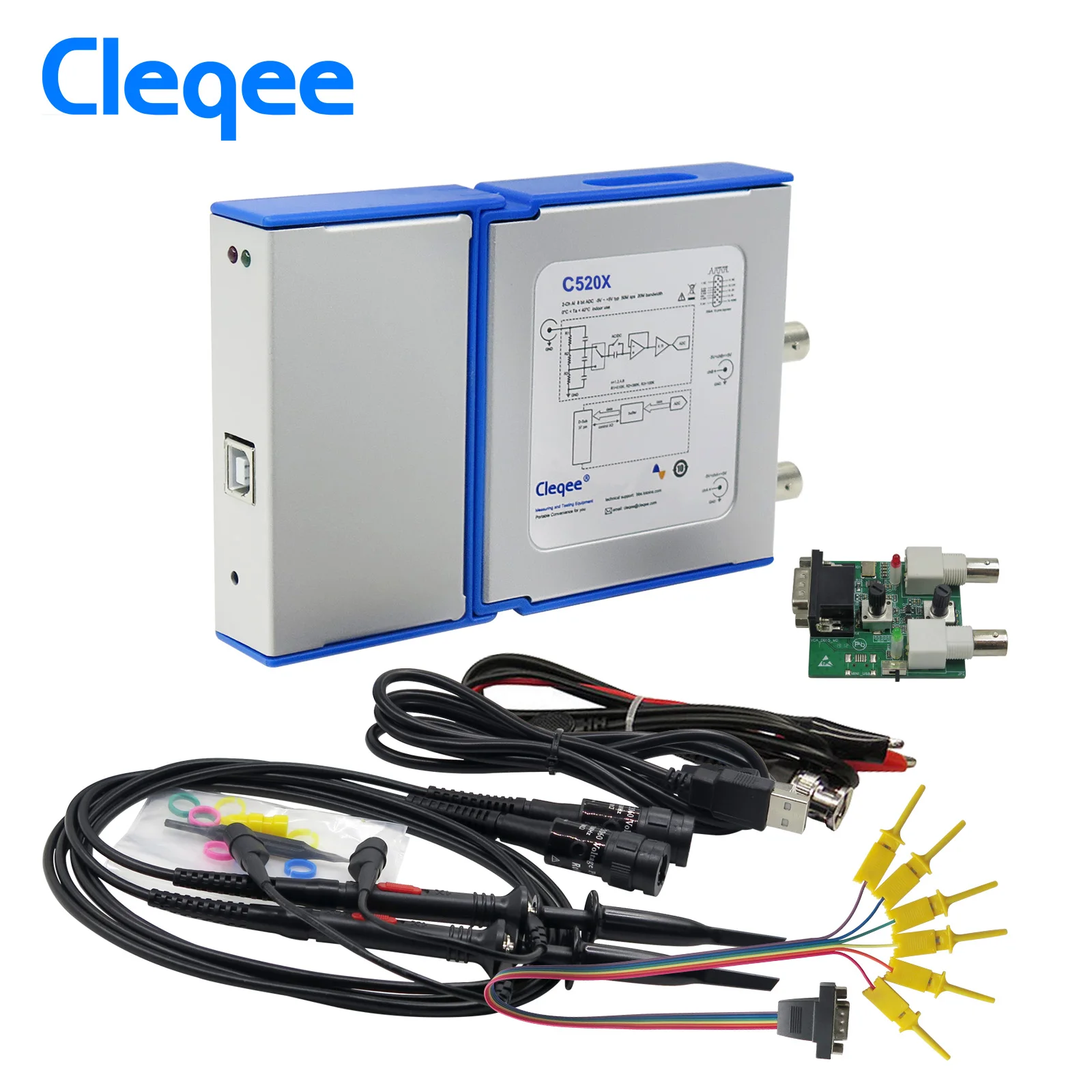Cleqee C520X PC Virtual Digital Handheld Oscilloscope 2 Channel Bandwidth 20Mhz Sampling data 50M with probe USB cable
Cleqee C520X PC Virtual Digital Handheld Oscilloscope 2 Channel Bandwidth 20Mhz Sampling data 50M with probe USB cable