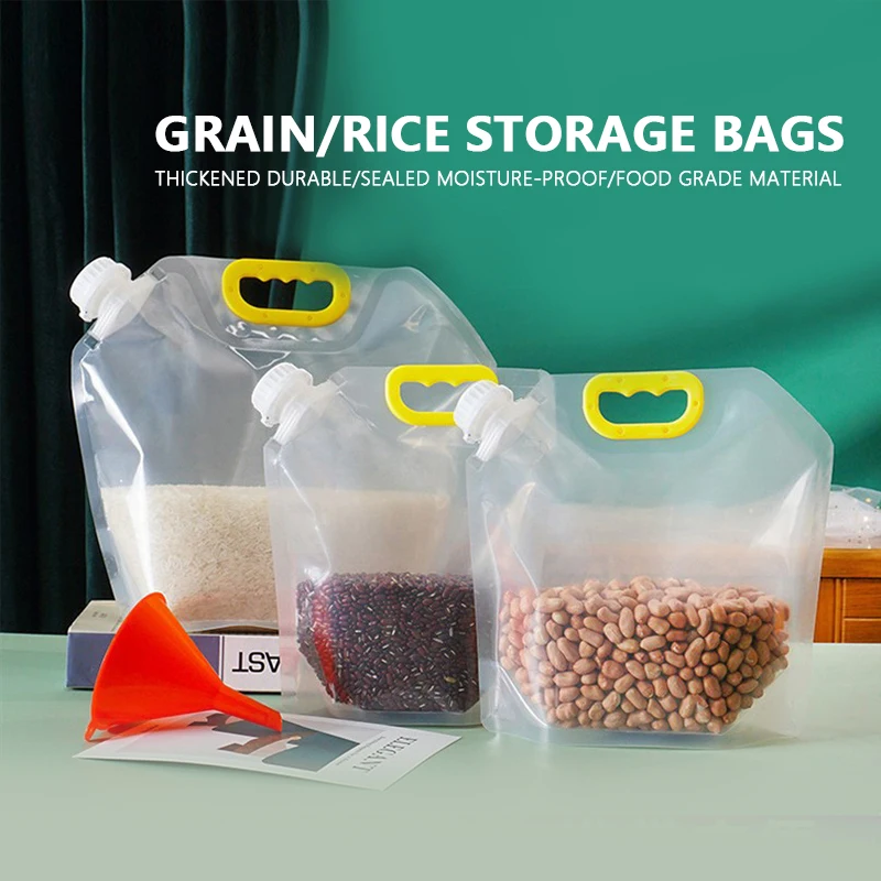 5pcs 1.5/2.5/5L Stand Up Grain Seal Bag Refillable Plastic Drink Bag Spout Pouch For Rice Beer Grains Cereals Food Storage Bags
5pcs 1.5/2.5/5L Stand Up Grain Seal Bag Refillable Plastic Drink Bag Spout Pouch For Rice Beer Grains Cereals Food Storage Bags