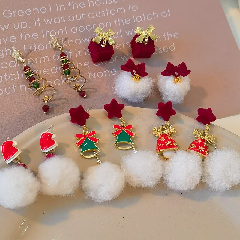 6 PCS/Set Christmas earrings for women Red Christmas Hat Christmas Tree Earrings Fashion New Year Party Earrings Jewelry Girl
6 PCS/Set Christmas earrings for women Red Christmas Hat Christmas Tree Earrings Fashion New Year Party Earrings Jewelry Girl