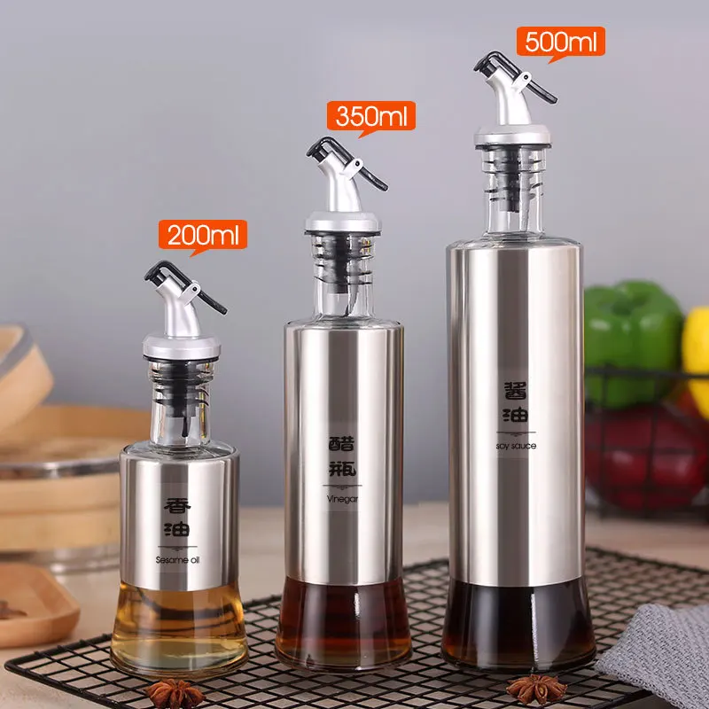 Glass Oil Bottle Oil Pot Stainless Steel Kitchen Household Oil Bottle Set Vinegar Bottle Wine Bottle Creative Seasoning Bottle
Glass Oil Bottle Oil Pot Stainless Steel Kitchen Household Oil Bottle Set Vinegar Bottle Wine Bottle Creative Seasoning Bottle