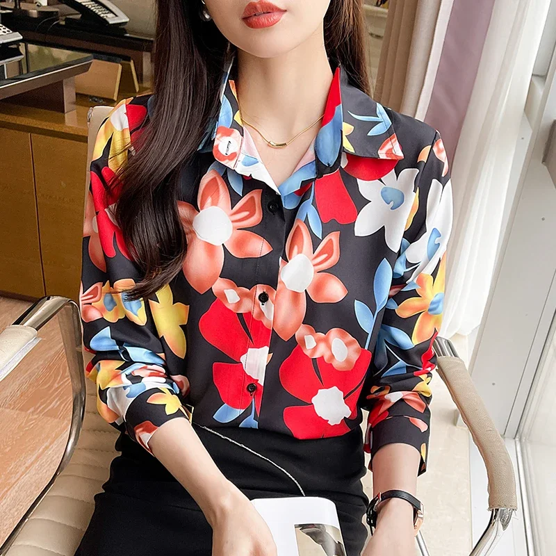 New Women's Blouse Chiffon Spring/Autumn Casual Fashion Simplicity Tops Flower Print Long Sleeved Lapel Shirt
New Women's Blouse Chiffon Spring/Autumn Casual Fashion Simplicity Tops Flower Print Long Sleeved Lapel Shirt