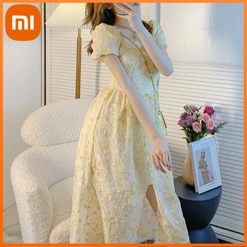 Xiaomi Lace Vintage Fairy Dress Women Yellow Floral Print French Sweet Dress Summer Holiday Party Long Split Dress Female Korean
Xiaomi Lace Vintage Fairy Dress Women Yellow Floral Print French Sweet Dress Summer Holiday Party Long Split Dress Female Korean