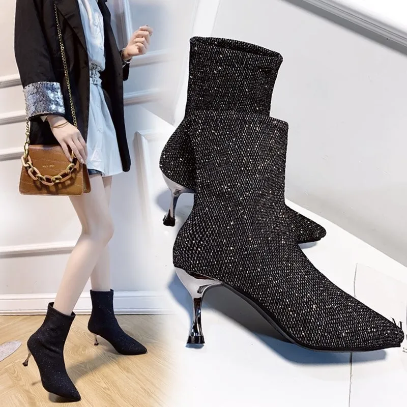 Spring Autumn Woman Boots Thin High Heels Pointed Toe Blingbling Sexy Ankle Womens Boots Bota Feminina Botas De Mujer
Spring Autumn Woman Boots Thin High Heels Pointed Toe Blingbling Sexy Ankle Womens Boots Bota Feminina Botas De Mujer