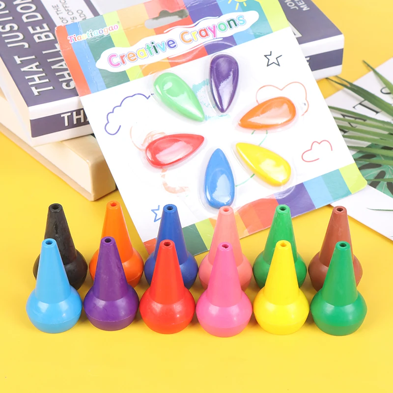 

12Pcs Non-toxic Children's Safety Color Crayon Baby 3D Finger Art Supplies Kindergarten Easy to Erase Educational Kid Stationery