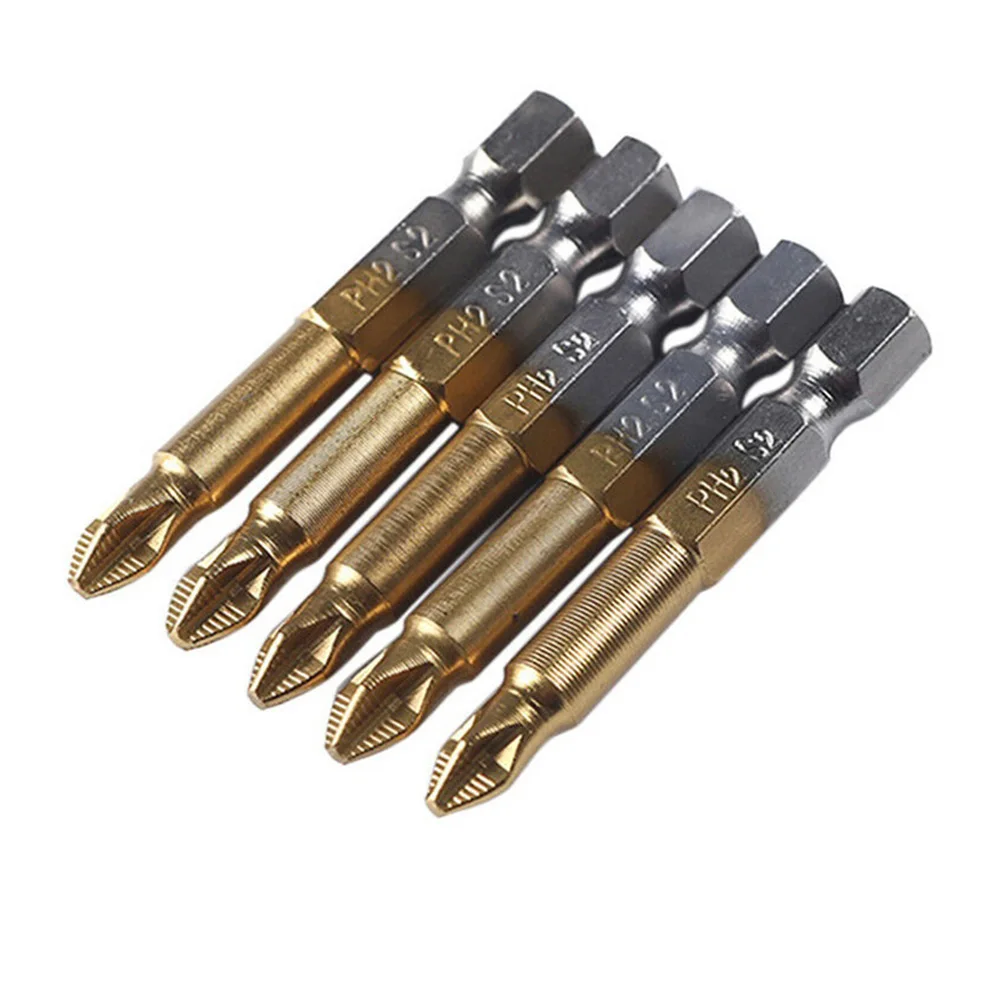 5Pcs PH2 Screwdriver Bit Titanium-coated Non-slip Cross Drill Bit Hex Shank 50mm Electric Impact Driver Power Tool Accessories
5Pcs PH2 Screwdriver Bit Titanium-coated Non-slip Cross Drill Bit Hex Shank 50mm Electric Impact Driver Power Tool Accessories