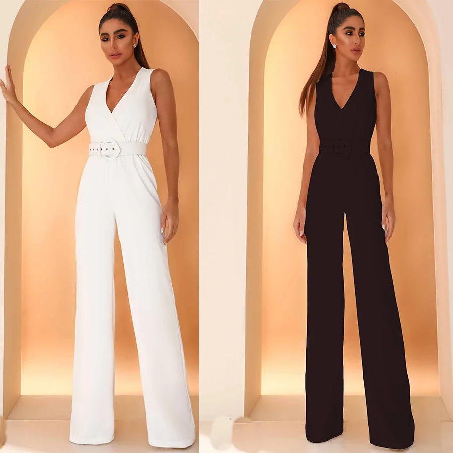 Mandylandy Summer Jumpsuits 2022 Belted Trousers Mid-Waist Black Jumpsuit Rompers High Waist Tank Tops Straight Wide-Leg Pants
Mandylandy Summer Jumpsuits 2022 Belted Trousers Mid-Waist Black Jumpsuit Rompers High Waist Tank Tops Straight Wide-Leg Pants