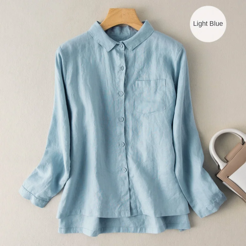 New Summer Fashion Woman Blouse 2023 Solid Color Cotton Linen Loose All-Matching Lapel Shirt Shirts and Blouses for Women 
New Summer Fashion Woman Blouse 2023 Solid Color Cotton Linen Loose All-Matching Lapel Shirt Shirts and Blouses for Women