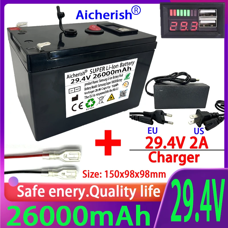 Scooter 29.4V 7S 20Ah Electric Bike Aicherish BMS With Charging And Discharging Plug USB 5.1DC High Power Battery 25.2V 500W
Scooter 29.4V 7S 20Ah Electric Bike Aicherish BMS With Charging And Discharging Plug USB 5.1DC High Power Battery 25.2V 500W