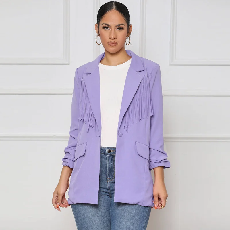 WUHE Chic Office Lady Open Stitch Blazer Vintage Coat Soild Fashion Tassel Notch Collar Long Sleeve Women Outerwear Mujer Tops
WUHE Chic Office Lady Open Stitch Blazer Vintage Coat Soild Fashion Tassel Notch Collar Long Sleeve Women Outerwear Mujer Tops