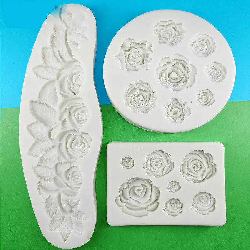 

Rose Flower Silicone Molds Topper Fondant Cake Decorating Tools Sugarcraft Candy Clay Chocolate Gumpaste Moulds Kitchen Baking