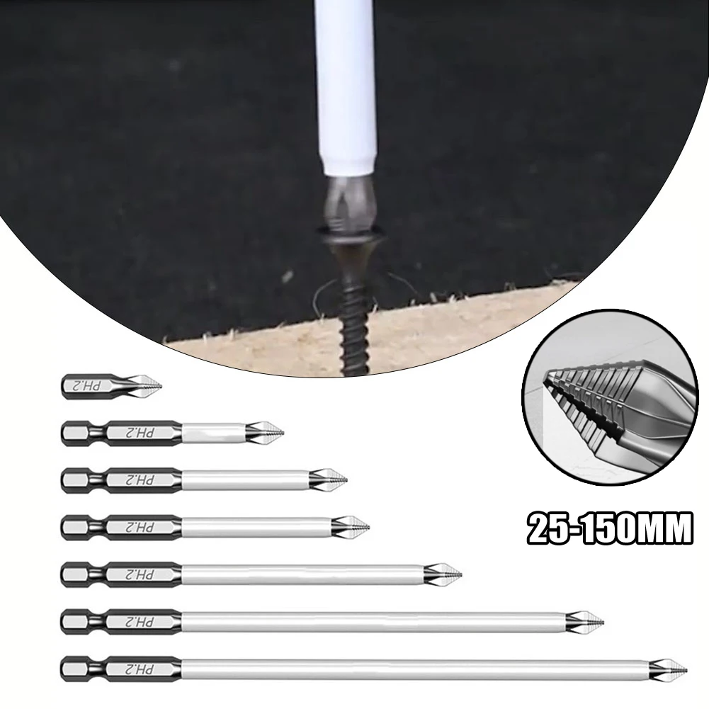 

1 шт. магнитные Нескользящие крестовые отвертки 25-150 мм PH2 для электрической ручной дрели, ветровая партия, ручные инструменты из легированной стали с шестигранным хвостовиком