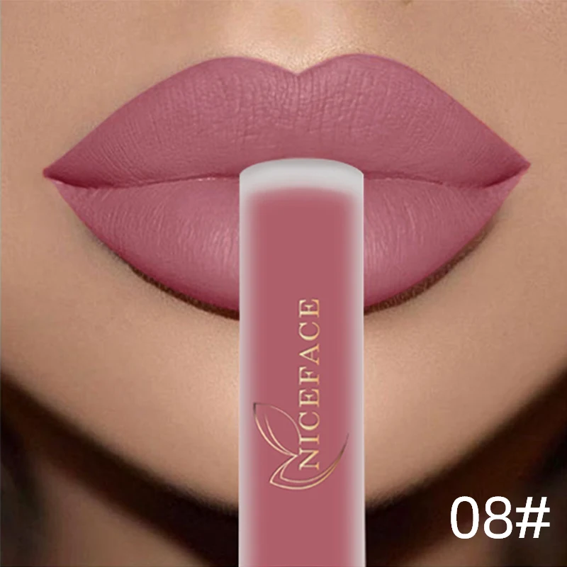 

NICEFACE Lip Gloss Waterproof Matte Liquid Lipstick Long Lasting Velvet Lipgloss Tint Tube Nude Pigment Lip Makeup Cosmetics
