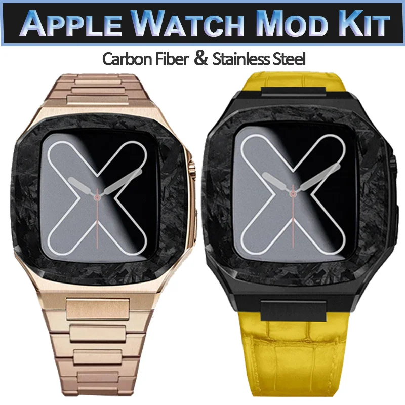 Carbon Fiber Luxury Case for Apple Watch Band 45mm Series 7 6 Stainless Steel for Iwatch Series 5 4 SE 44MM Diy Modification Kit
Carbon Fiber Luxury Case for Apple Watch Band 45mm Series 7 6 Stainless Steel for Iwatch Series 5 4 SE 44MM Diy Modification Kit