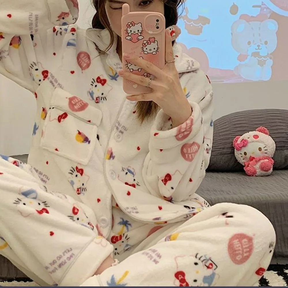 Kawaii Sanrio Hello Kitty Kuromi My Melody 2022 Plush New Pajamas Women's Autumn and Winter Cartoon Long Sleeve Homewear Set
Kawaii Sanrio Hello Kitty Kuromi My Melody 2022 Plush New Pajamas Women's Autumn and Winter Cartoon Long Sleeve Homewear Set