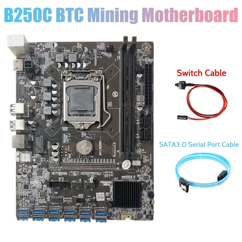 B250C Miner Motherboard+SATA3.0 Serial Port Cable+Switch Cable 12 PCIE to USB3.0 GPU Slot LGA1151 Pin DDR4 for Miner
B250C Miner Motherboard+SATA3.0 Serial Port Cable+Switch Cable 12 PCIE to USB3.0 GPU Slot LGA1151 Pin DDR4 for Miner
